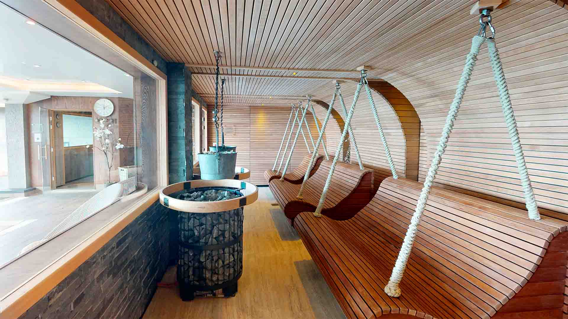 The Herbal Sauna with views from the Spa over Windermere